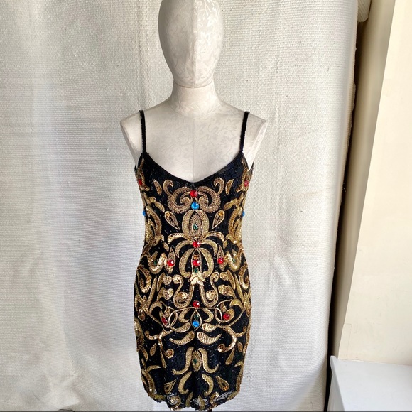 Vintage 80s 90s 6 Versace-Style Beaded Dress - Picture 8 of 8